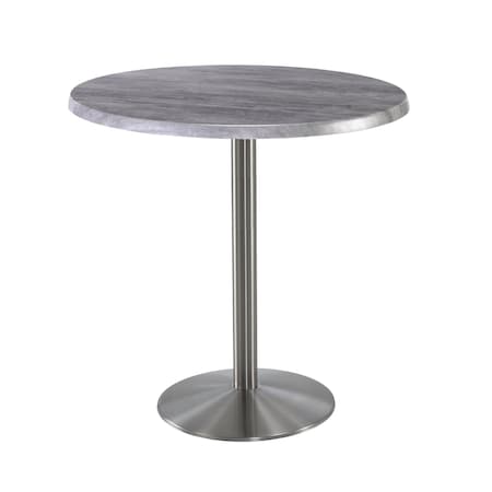 Holland Bar Stool Co 42" Tall OD214 Stainless Steel Table Base 22" Diameter 36" Diameter Greystone Top OD214-2242SSOD36RGryStn